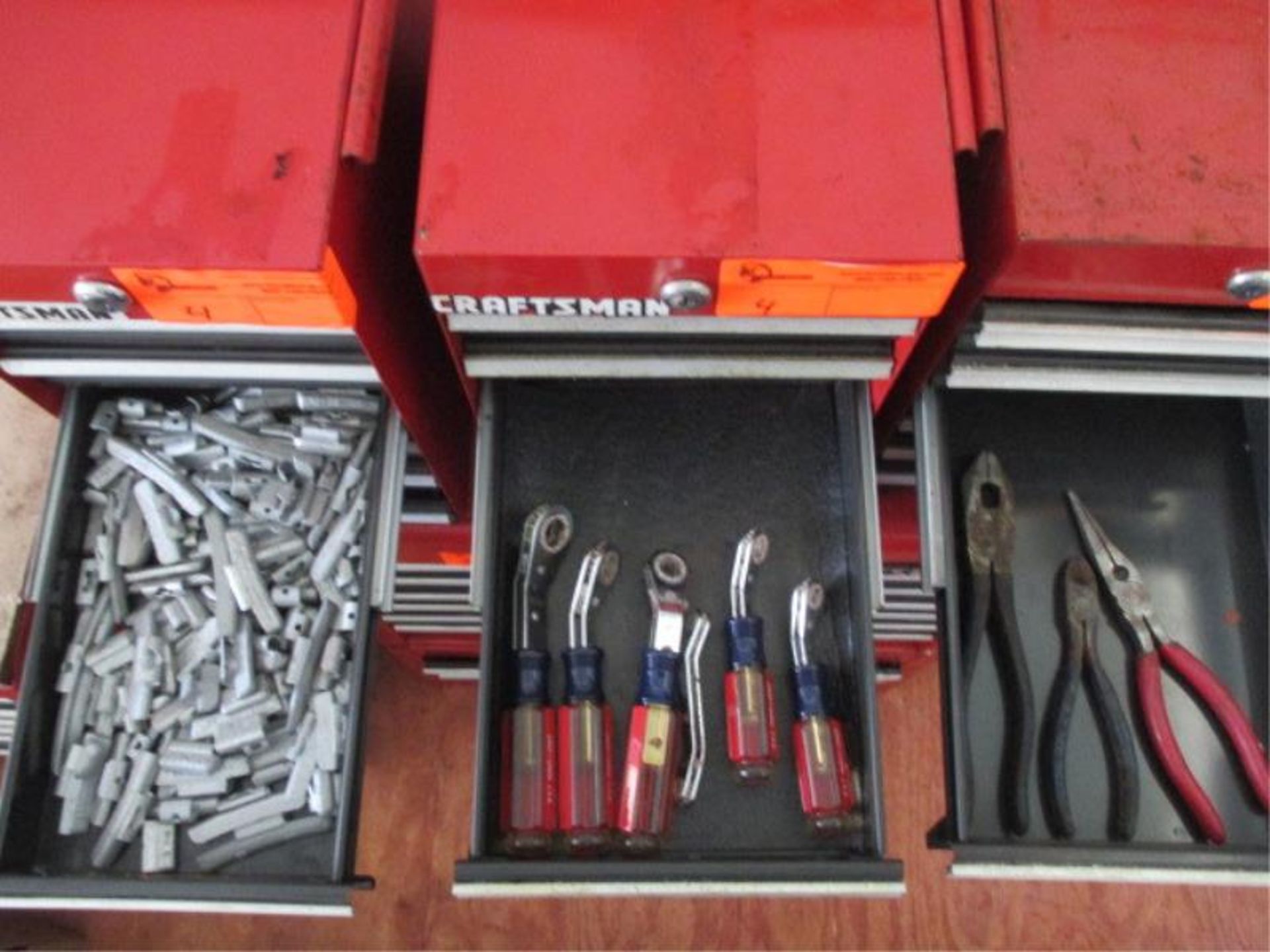 (3) Craftsman Small Tool Boxres, Red, 6 Drawers w/ Assorted Tools Including: Pliers, Screwdrivers, - Image 7 of 11