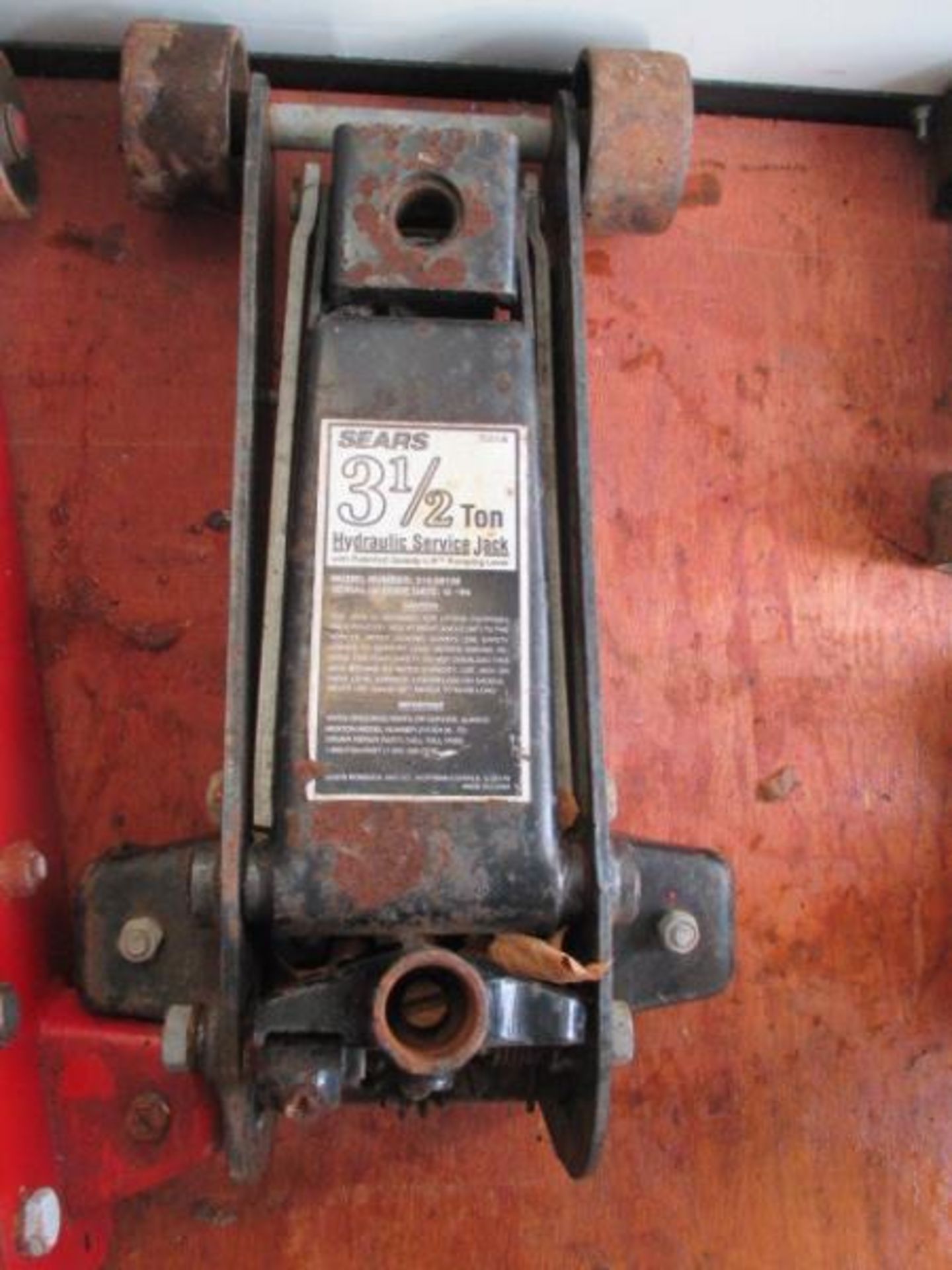 Sears 3 1/2 Ton Hydraulic Service Jack, No Handle & Red Jack - Image 4 of 4