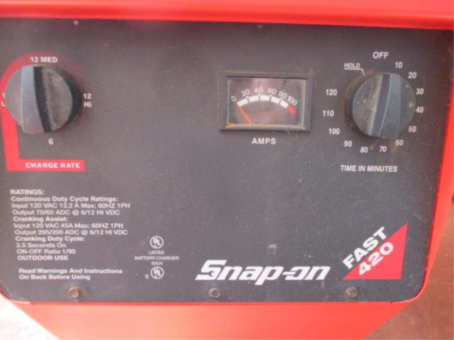 Snap-On Fast 420 Battery Charger on Wheels, Model: BC4200, SN: 0225B1328 Model: BC4200, SN: - Image 2 of 6