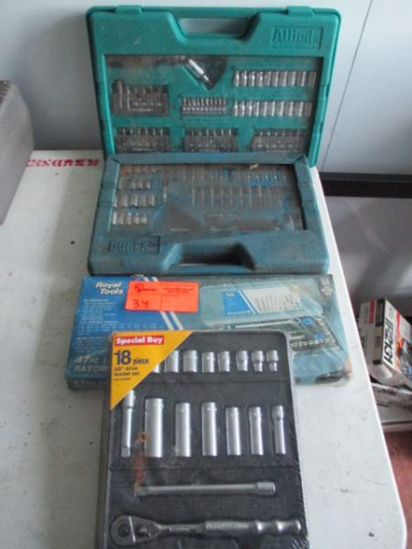 (4) Asst. Tool Sets, (1) Royal Tools 47pc 1/4" & 3/8" Deep Ratchet Socket Set - New in Plastic, (