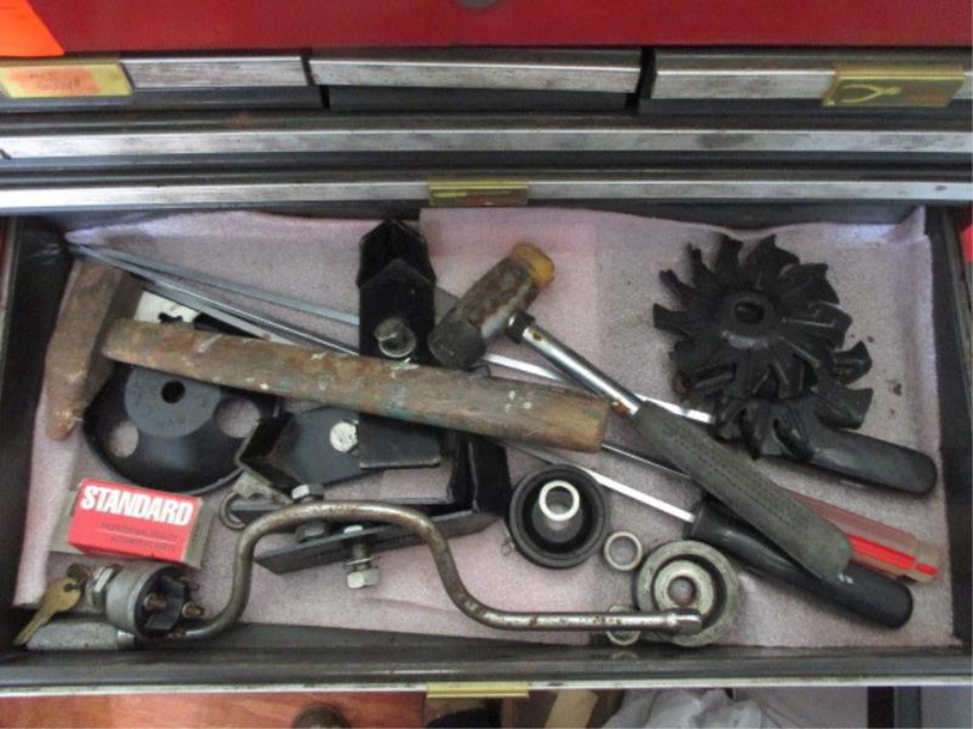 Craftsman Tool Box, Red, 6 Drawer, Lift Top Cover w/ Assorted Tools Including: Stanley Tape Measure, - Image 6 of 6