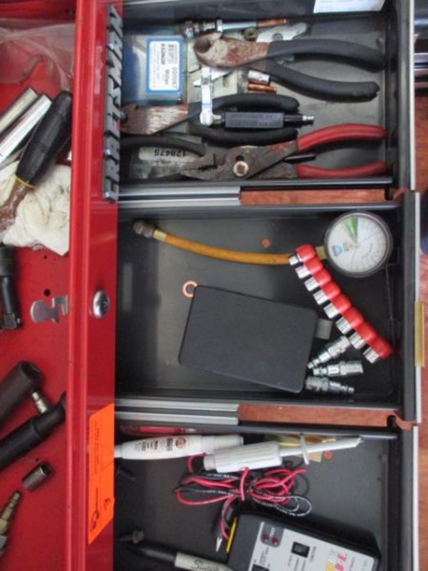 Craftsman Tool Box, Red, 2 Section, 11 Drawer, 1 Lift Top Cover w/ Assorted Tools Including: - Image 3 of 11