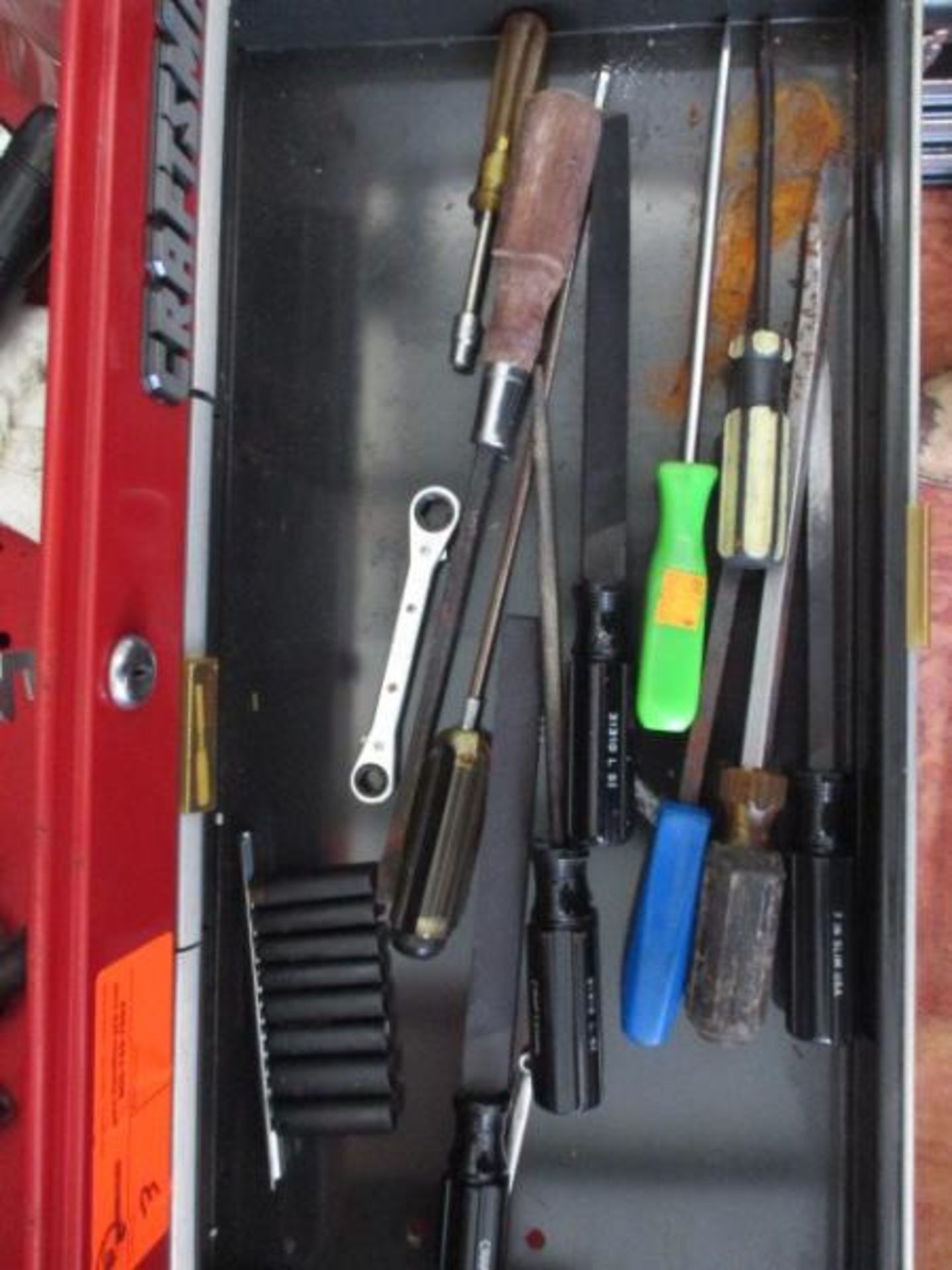 Craftsman Tool Box, Red, 2 Section, 11 Drawer, 1 Lift Top Cover w/ Assorted Tools Including: - Image 4 of 11