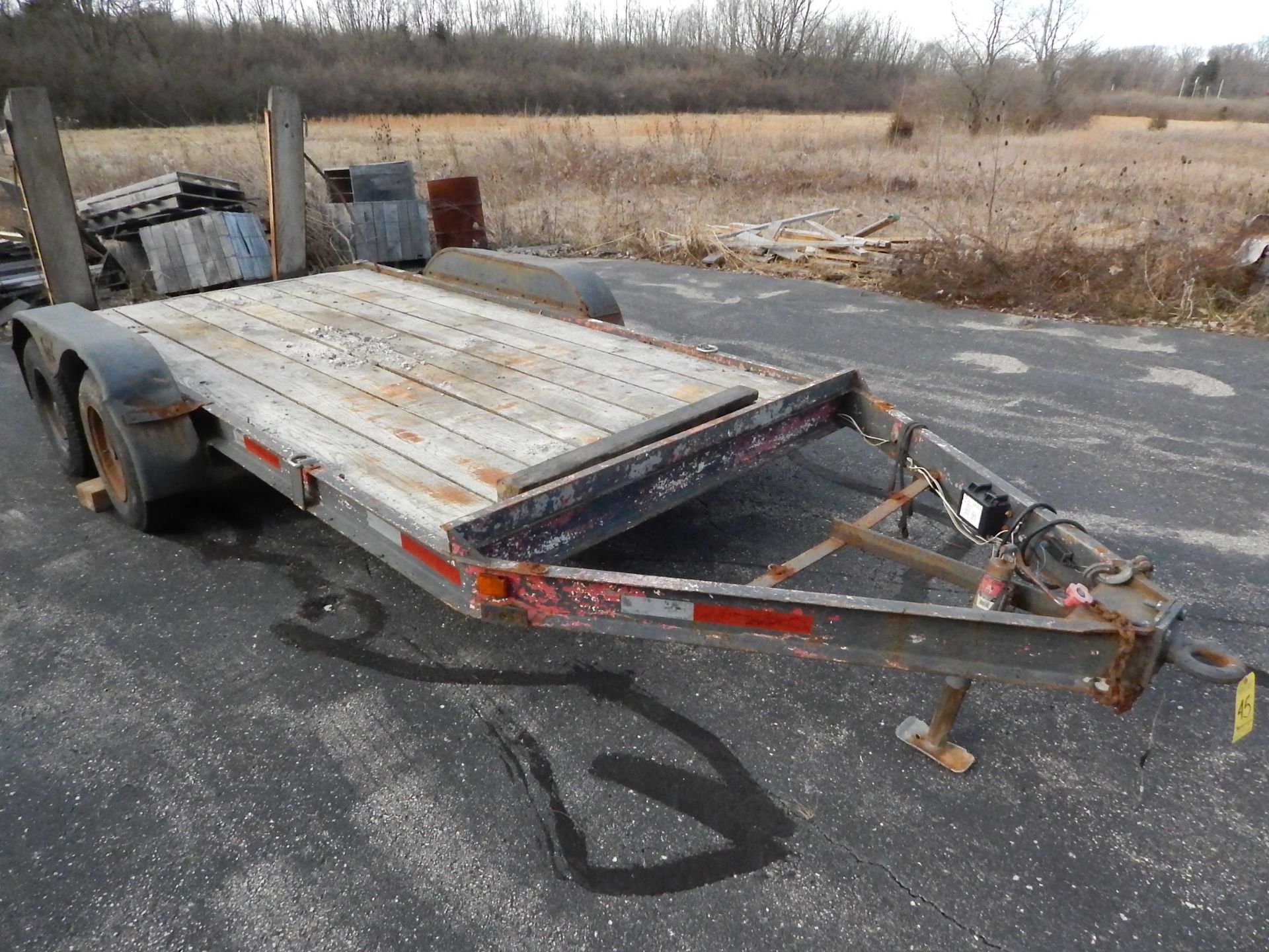 Tandem Axle Utility Trailer, 14 ft. Overall Length, 12 ft. Deck, 2 ft. Beavertail, Ramps, 72 in