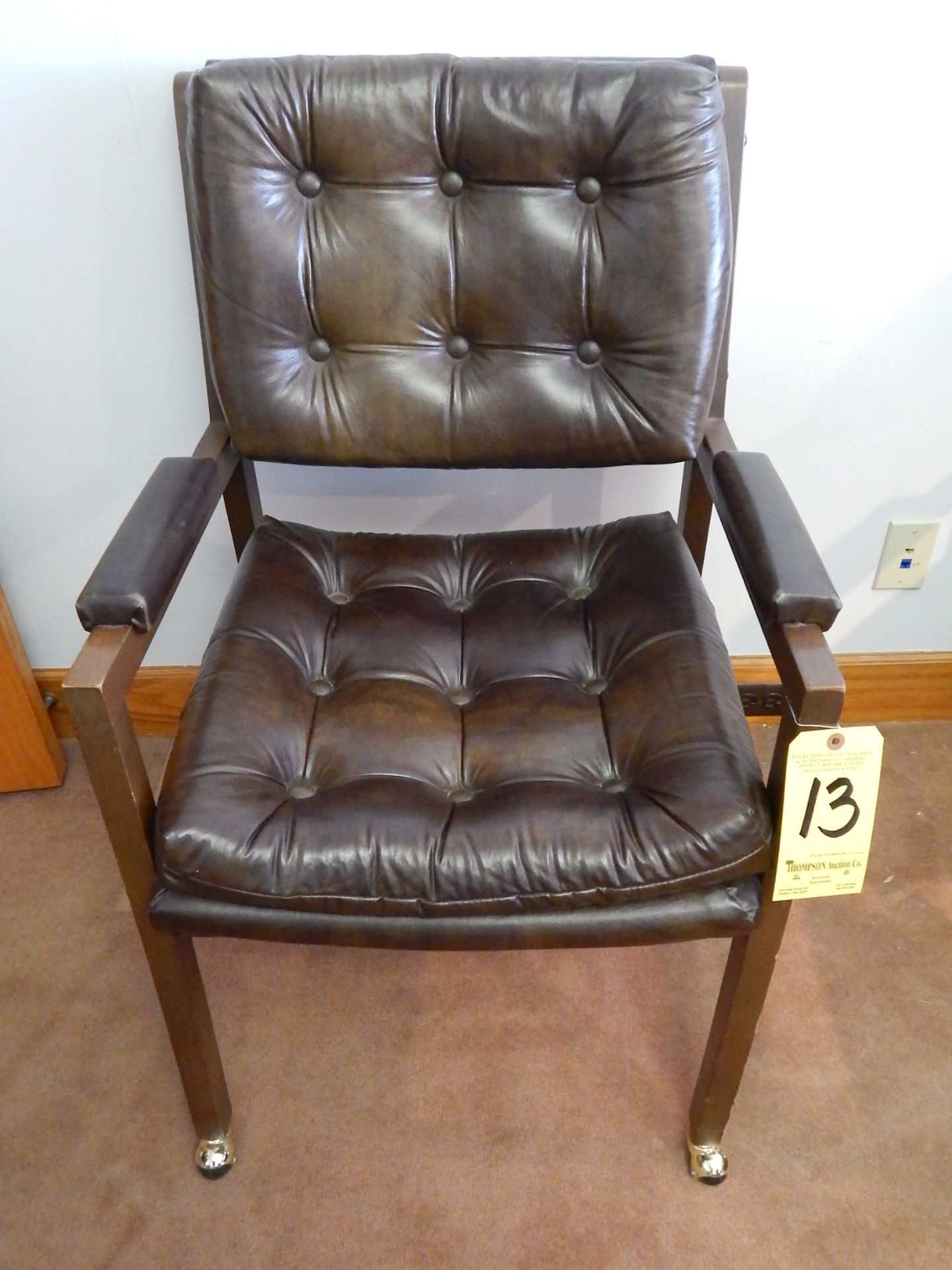 Arm Chair with Leather Seat & Back on Castors