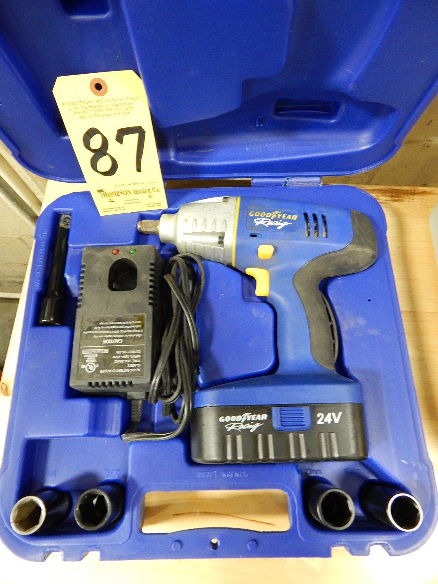 Goodyear Racing 24V Cordless Impact Wrench w/ Charger, Sockets, Case, 1/2" Drive
