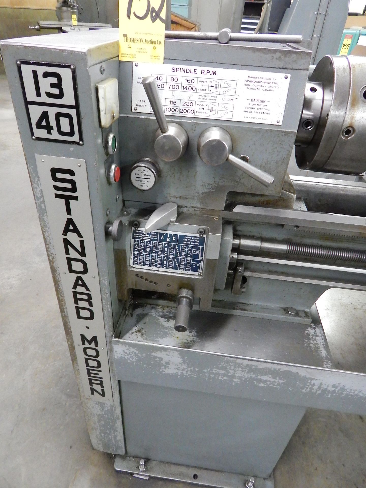 Standard Modern Model 1340 tool Room Lathe, SN 8812, 13" x 40", Taper Attachment, 8" 6-Jaw Chuck - Image 5 of 14