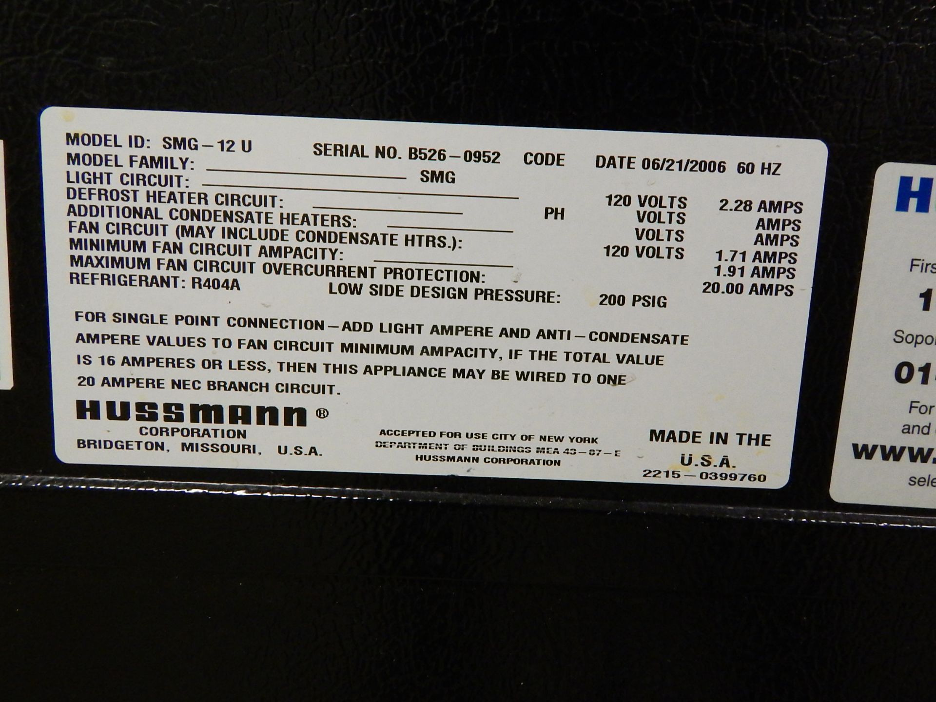 Hussman Model SMG-12U Slant Front Meat Display Case, 12', New in 2006 - Image 7 of 8