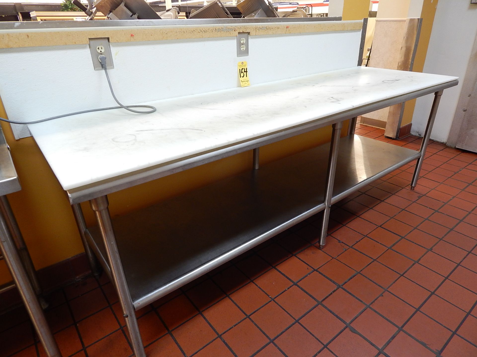 Stainless Steel table, 30" x 96", w/ Cutting Board 30" x 96"