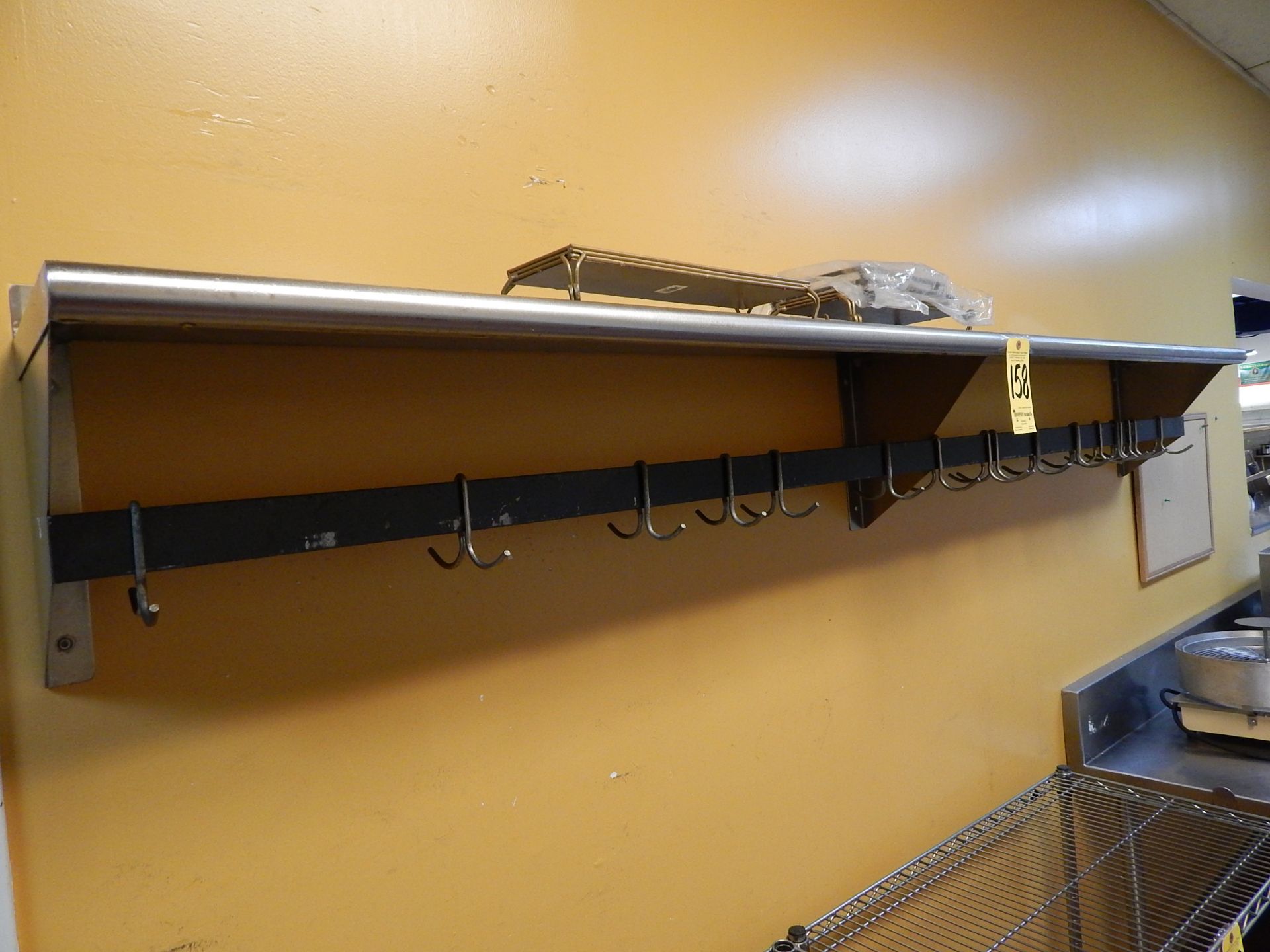 Stainless Steel Wall Shelf, 12"x 96" w/ Hangers