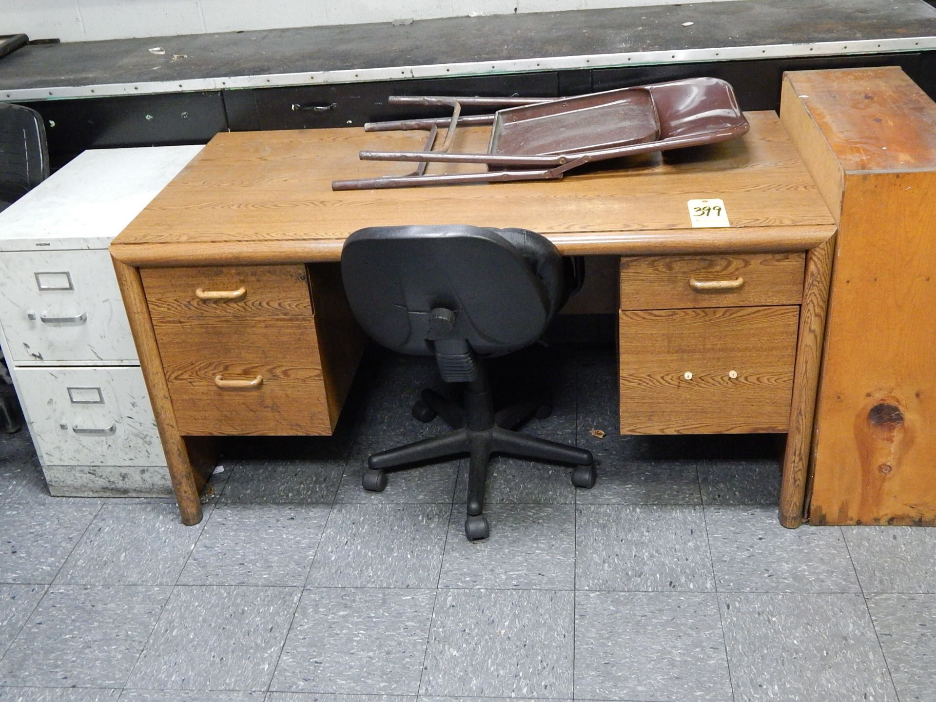 Wooden Desk and 2-Drawer File Cabinet