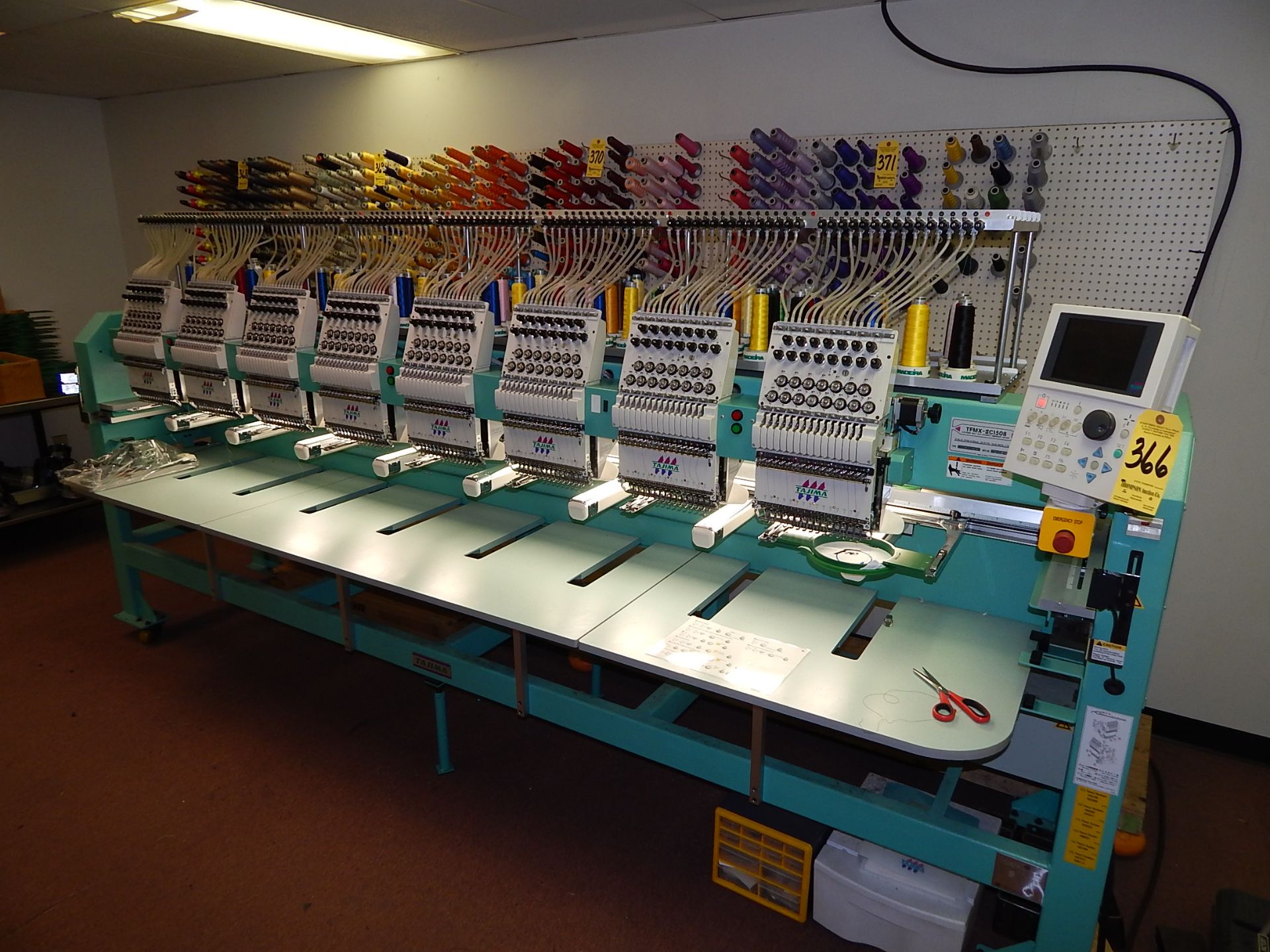 TAJIMA Electronic Multi Head Automatic Embroidery Machine, Model TFMX-IIC1508, (8) Sewing Heads with - Image 4 of 11