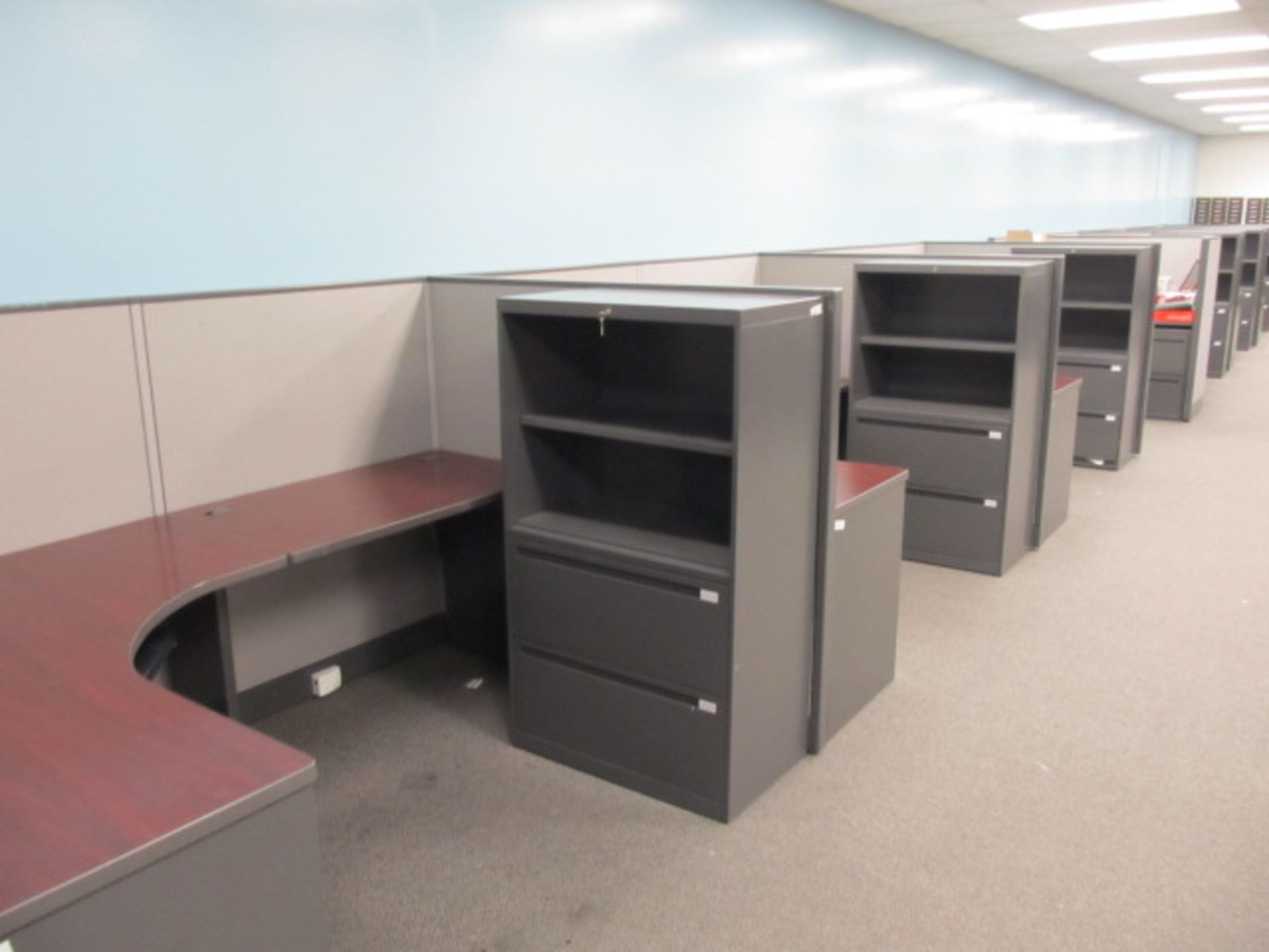 All Steel Brand Modular Work Stations With L-Shaped Desks, Lateral Book/File Cabinets, And (22)