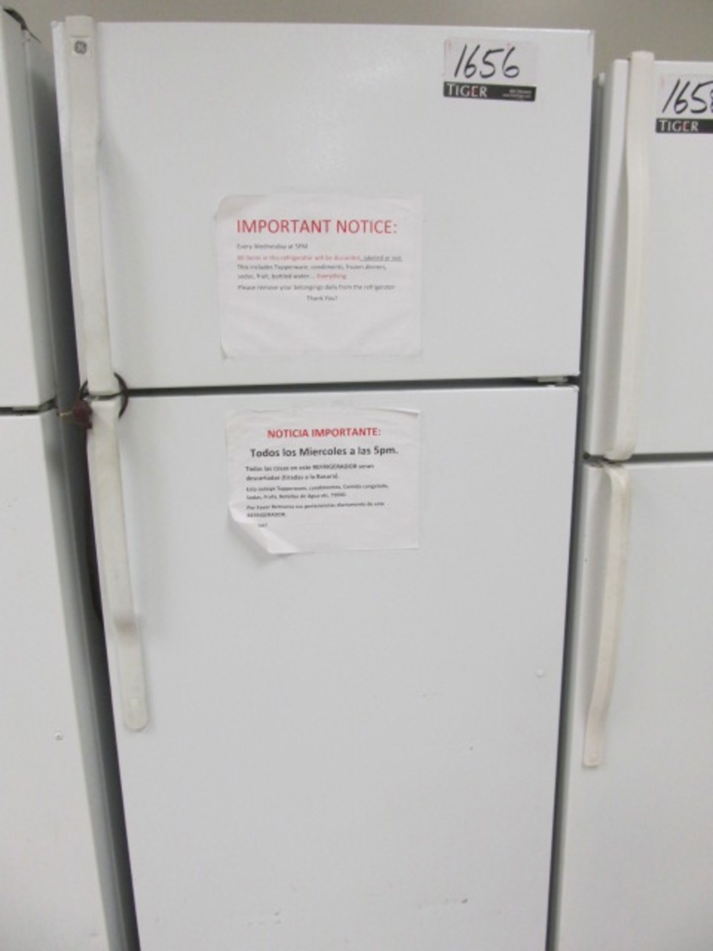 General Electric Refrigerator And Freezer. Asset Location: Break Room, Site Location: Mira Loma, CA