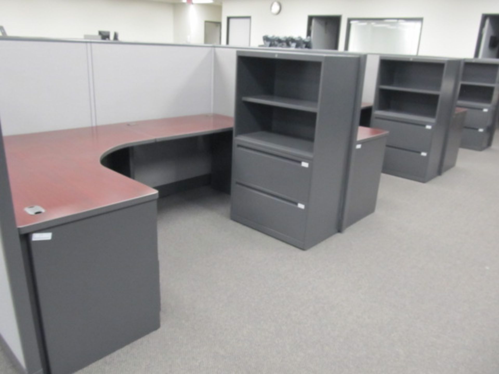 All Steel Brand Modular Work Stations With L-Shaped Desks, Lateral Book/File Cabinets, And  (14)