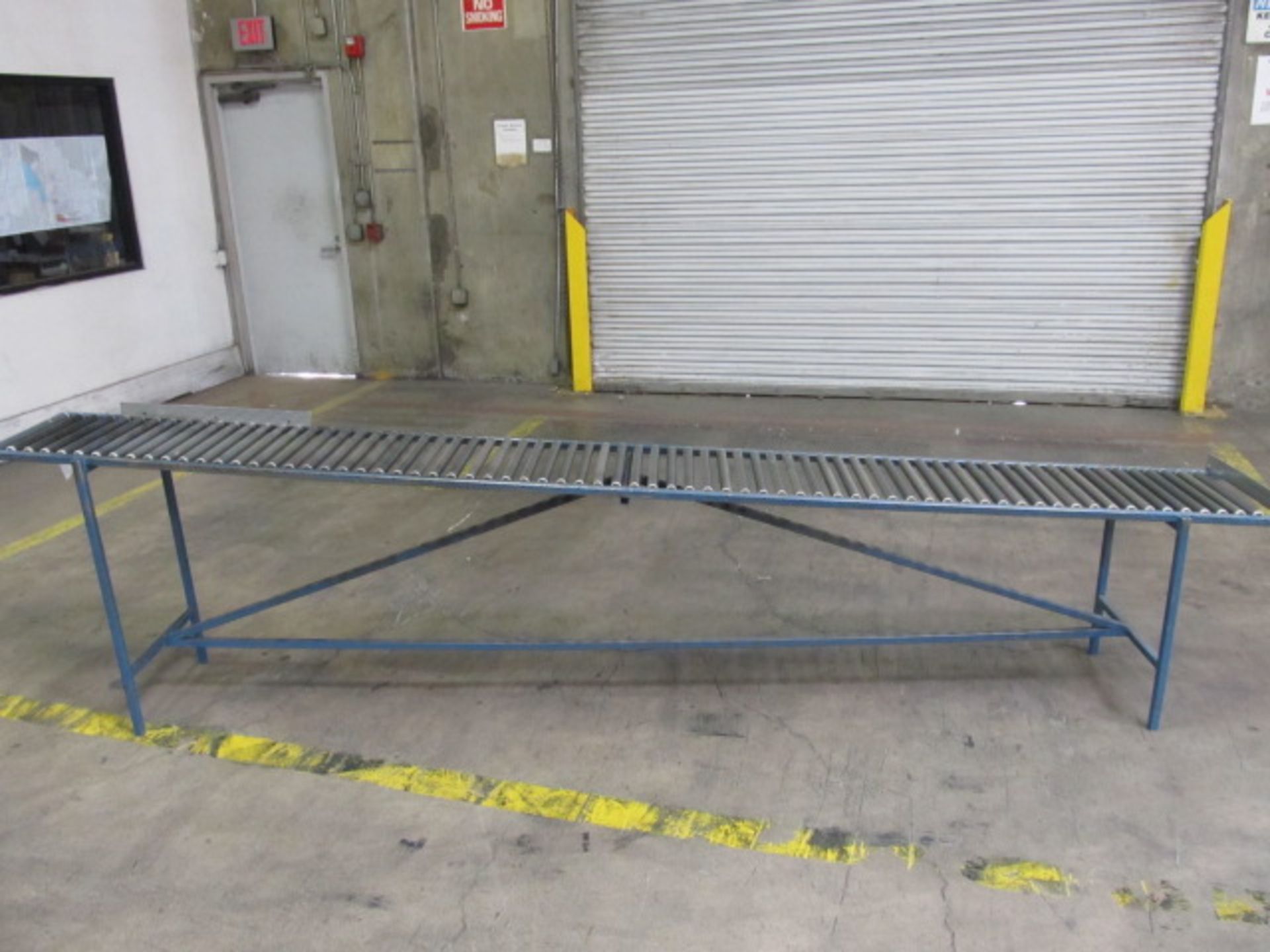 Stationary Conveyor On Stands, Measures Approx. 9Ft.L x 18in.W With Approx. 30 Degree Angle. Asset