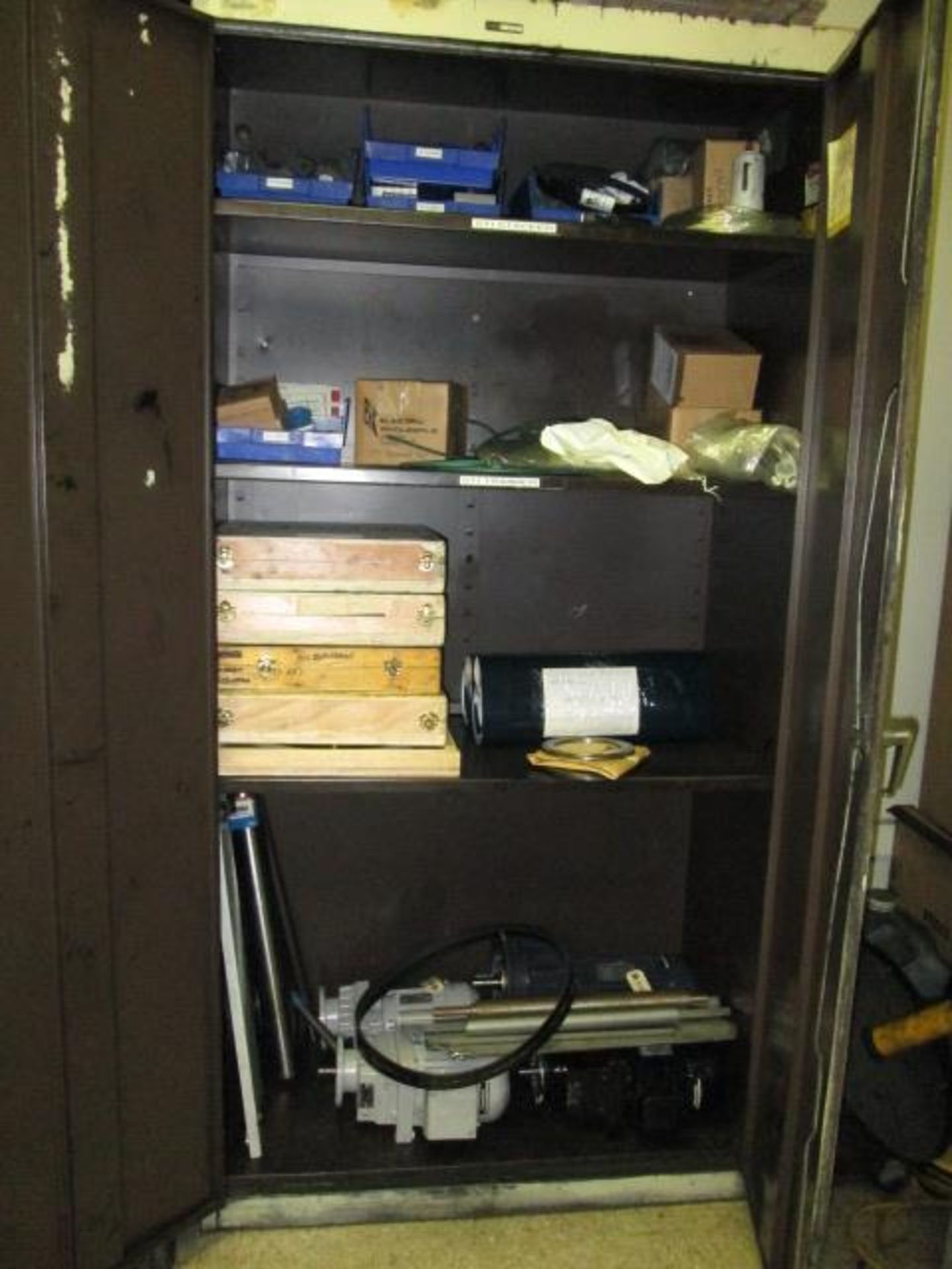 Lot Contents Of (1) Metal Storage Cabinet Consisting Of Assorted STI Stacker And Trim Parts,
