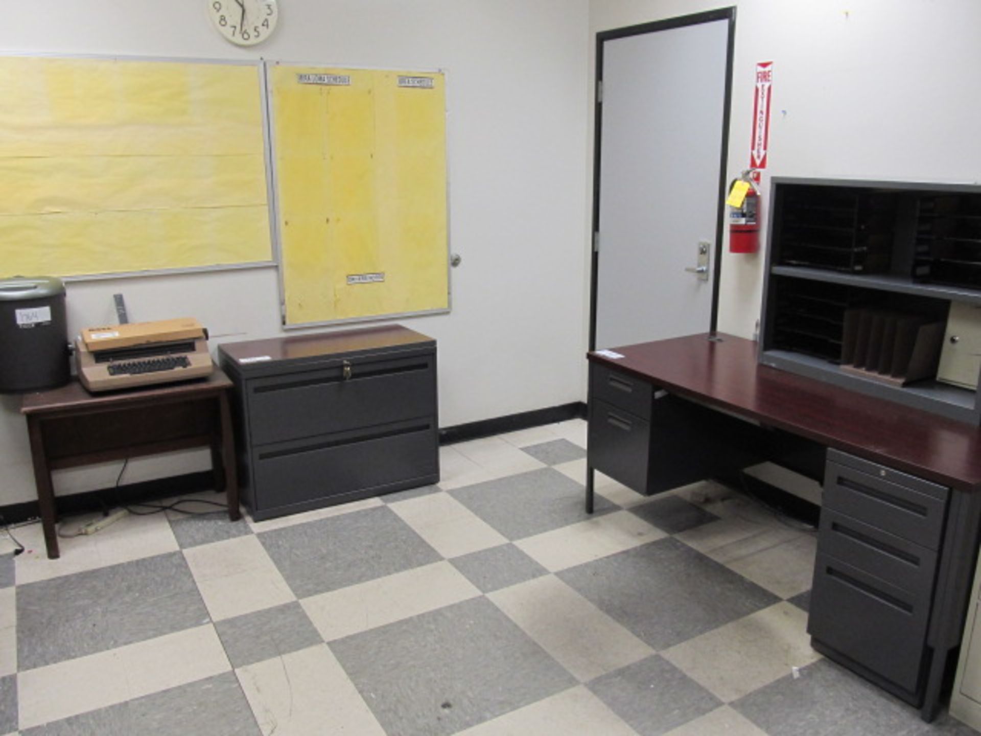 Lot Contents Of Office, (1) Metal Desk, (2) Metal 2 Drawer Lateral File Cabinets, (1) IBM