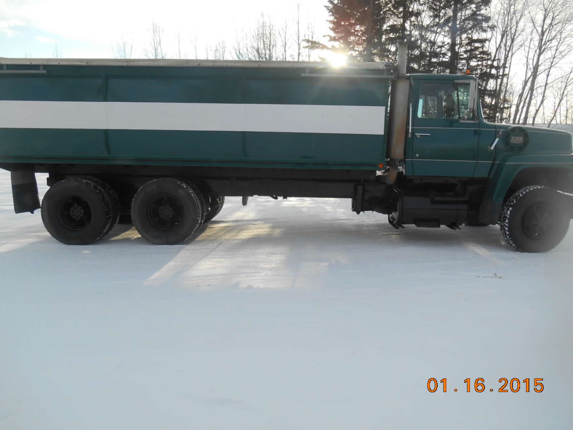 1981 Ford 9000 Grain Truck: Diesel, tandem western industries 20â€™ box, hoist, tarp, 425  cat, 13 - Image 4 of 6