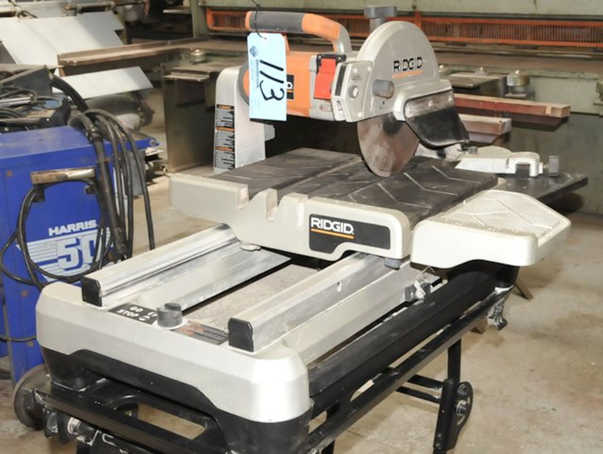 Ridgid Model WTS2000L; 10" Tile Saw; S/n F8003787; with Cart