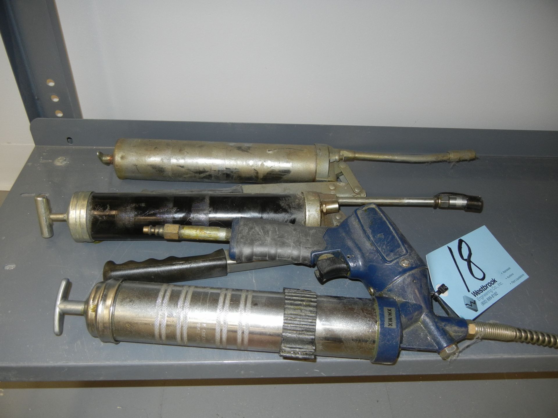 Lot-(3) Grease Guns Under (1) Bench