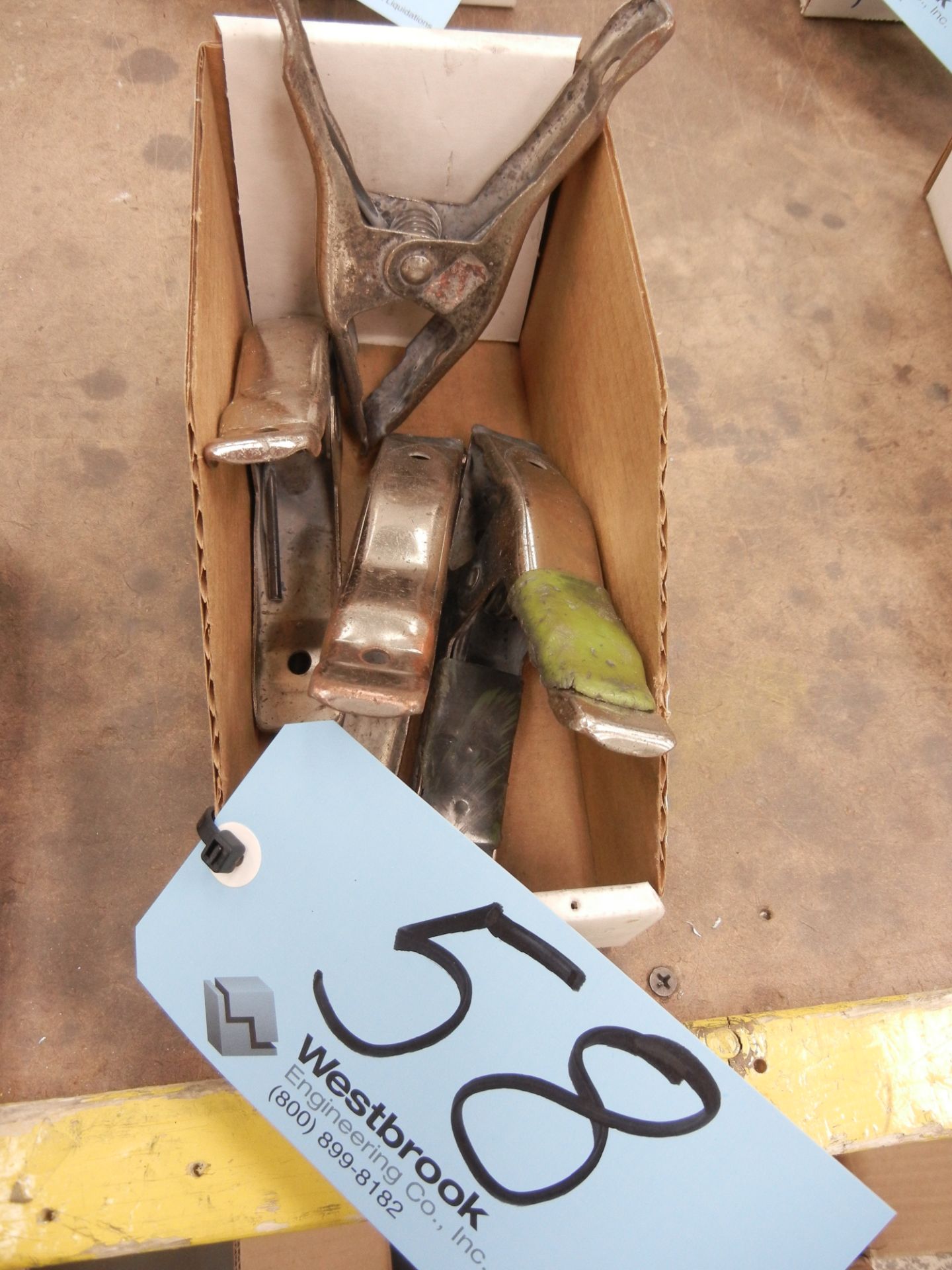 Lot-(3) Squeeze Clamps in (1) Bin