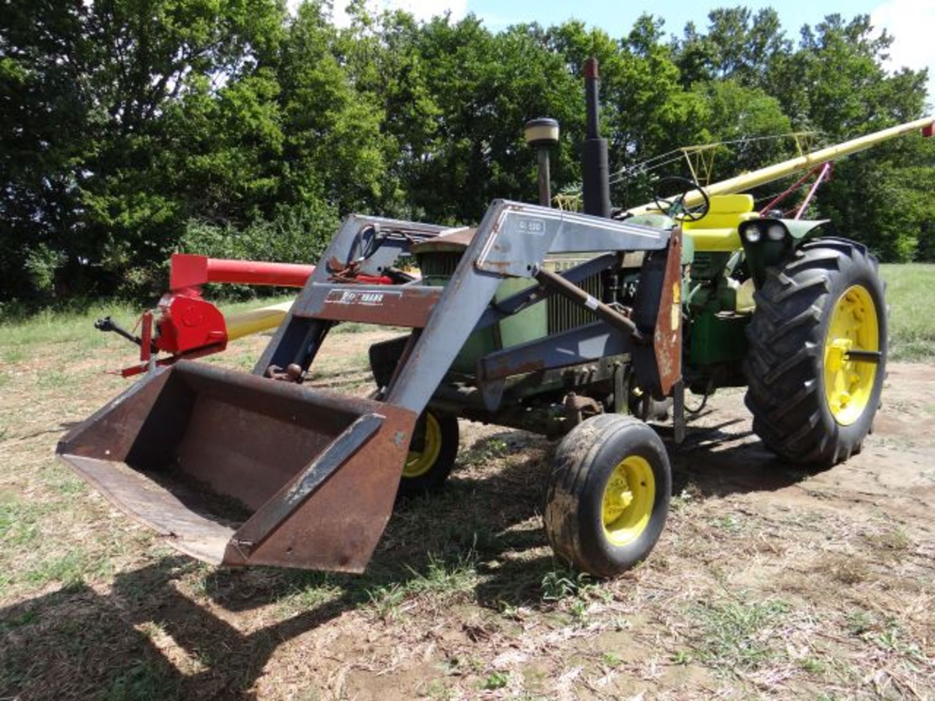 Lot 648 JD 3020 Tractor, 1965 Gas, Factory WF, 1 SCV, Syncro Range, w/Farmhand GL520 Loader, Good