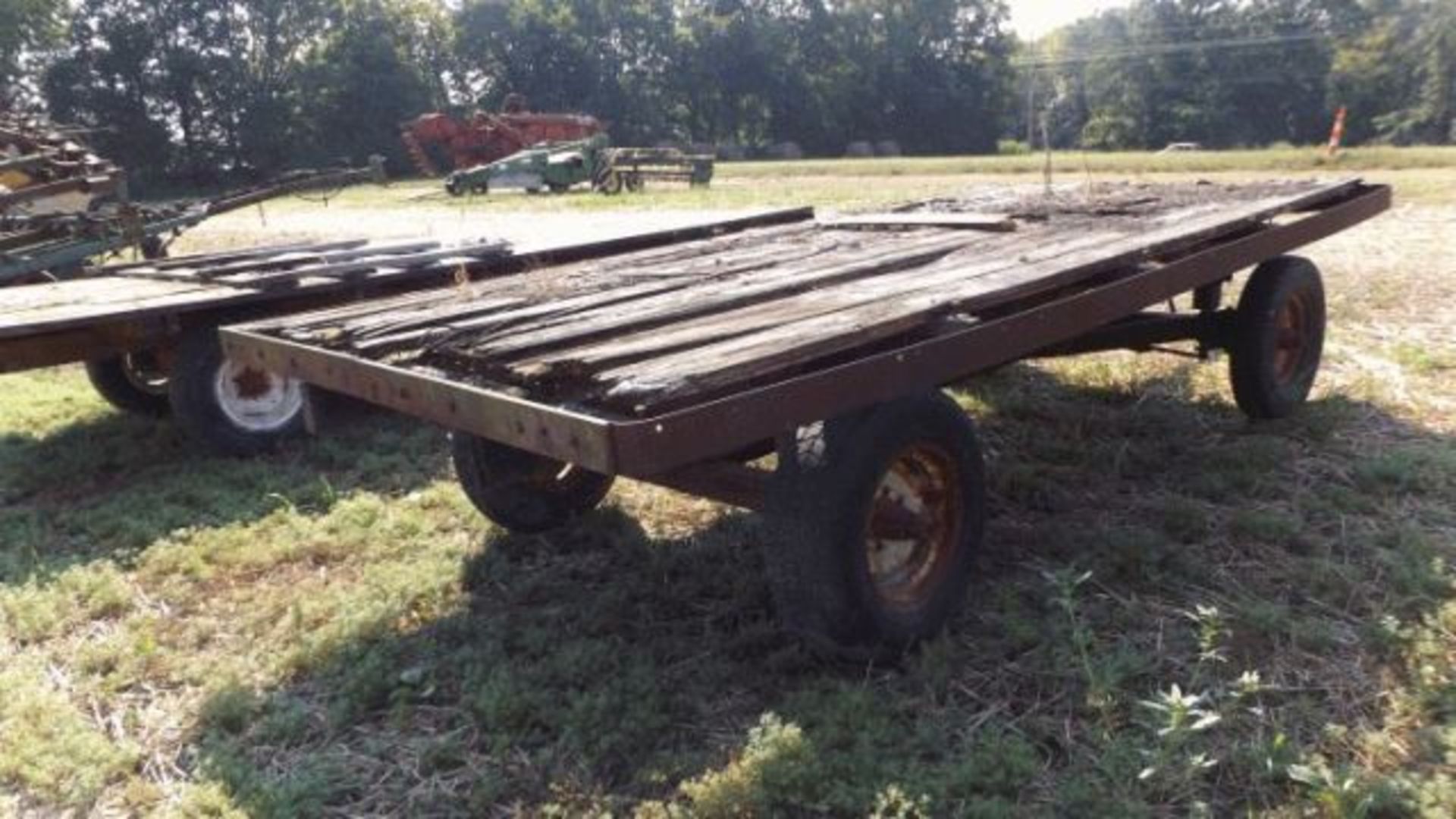 Lot 430 7'x14' Wagon w/JD Running Gear and Hoist - Image 2 of 2