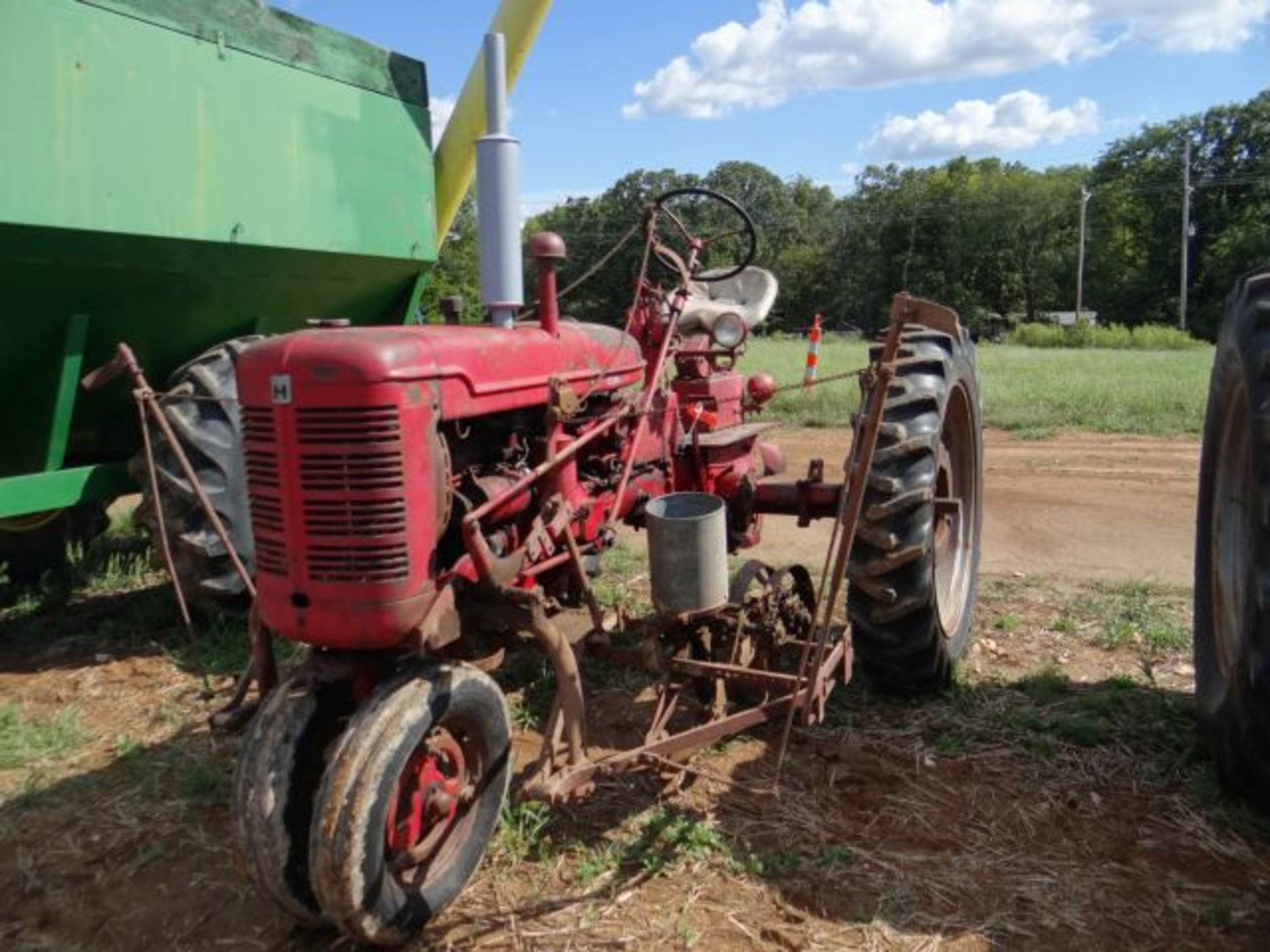 Lot 665 Farmall Super C Tractor Tricycle Front, 2 Row Mounted Planter and Marker, Runs Good, Set