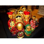 A collection of approximately 16 Russian dolls,