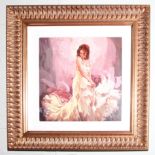 Mark Spain - original oil on canvas of a flamenco dancer in a yellow dress, 20"x 20", framed  As