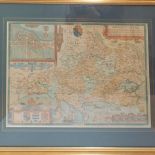 Large framed antique map of Dorsetshire