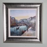 Henderson Cisz - Rialto Bridge, Venice, embellished canvas on board, limited edition 123/195, 14"