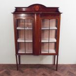 3'6 Edwardian inlaid mahogany glazed chi