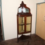 Edwardian inlaid mahogany glazed corner