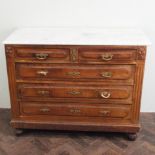 3'9 french walnut chest of 3 long and 2