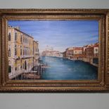 Large modern oil on canvas of the Grand Canal Venice from the Accademia, signed and dated J