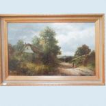 Large gilt framed oil painting on canvas