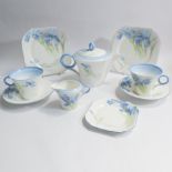 Shelley breakfast set comprising teapot, milk jug, two cups, two saucers, two sideplates and a