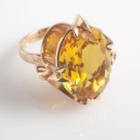 Large lemon citrine ladies dress ring in