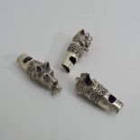3 Victorian style novelty whistles, each