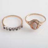 Two 9ct gold dress rings, set with cameo