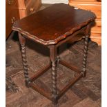 Oak occasional table on barley twist legs