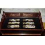 Set of 6 collectable pen knives in display case