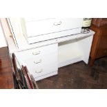 4' white single pedestal dressing table with mirror and matching 2'6 chest of four drawers