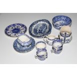 Blue and white fruitbowl, plates, teaware,