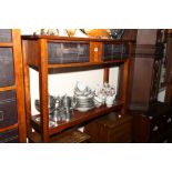 3'3 mahogany 2 tier side table with 2 leather fronted drawers