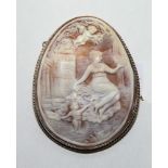 Large oval cameo brooch