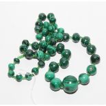 Long green jade style bead necklace