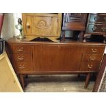 5' 1960's mahogany sideboard fitted end drawers